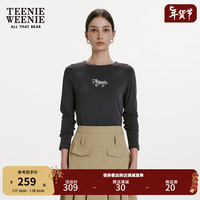 Teenie Weenie【莫代尔】小熊长袖T恤2024简约打底衫白色混纺 灰色 155/XS