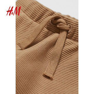 H&M HM童装婴幼童套装2件式冬季棉质罗纹英伦套衫抽绳慢跑裤0935534