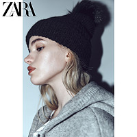 ZARA 冬季新款 女装 球状饰针织无檐帽 3739205 800