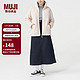  MUJI 無印良品 无印良品 MUJI 男女通用 羊羔绒 拉链夹克 毛绒加绒厚外套 秋冬季 浅米色 S-M　