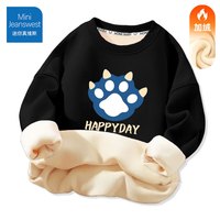 迷你真维斯 MINI JEANSWEST迷你真维斯童装男童加绒卫衣秋冬儿童2023加厚保暖宝宝冬装潮 【加绒卫衣】爪子黑色 130