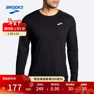 BROOKS 布鲁克斯 男套头上衣透气柔软跑步运动衣服卫衣长袖T恤速干 黑 M/175/104A