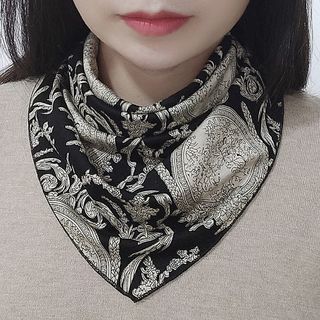 沐铭尔莱脖子带的丝巾围脖女薄款冬季护颈椎脖套韩版百搭保暖时尚假领子围巾三角巾 花开富贵 + 千娇百媚