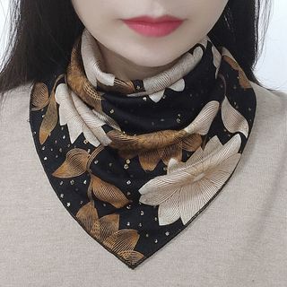 沐铭尔莱脖子带的丝巾围脖女薄款冬季护颈椎脖套韩版百搭保暖时尚假领子围巾三角巾 花开富贵 + 千娇百媚