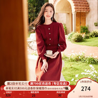 香影 X.YING假两件针织连衣裙女2023秋冬新款气质拼接圆领收腰内搭毛衣裙