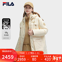 FILA 斐乐女士中长款羽绒服冬时尚休闲舒适连帽外套 茭白-IV 180/96A/XXL