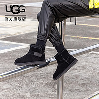 UGG 冬季女士靴子平底休闲LOGO压花束带短靴雪地靴 1137073 BLK | 黑色 36