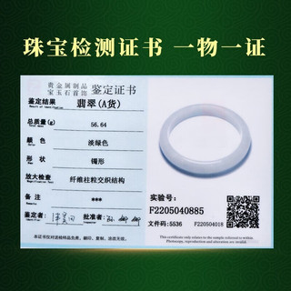 可玉可求新年礼物 孤品翡翠手镯女 冰底淡绿色玉手镯 正装玉石玉镯 【 约63毫米】C5106x