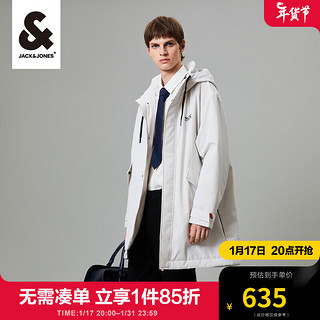 杰克·琼斯（JACK&JONES）秋冬男装上衣舒适百搭时尚中长款通勤微阔连帽棉服外套男 缎白色STONE WHITE 165/88A/XS