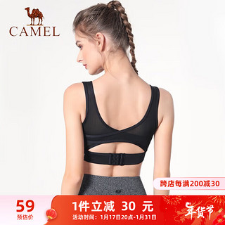 骆驼（CAMEL）运动内衣女美背bra外穿背心文胸 Y0S1VLZ601 黑色 L Z601黑色