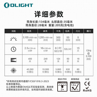 OLIGHT傲雷探索家Seeker 4高亮远射3100流明金属侧按便携充电手电