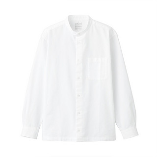 MUJI 無印良品 无印良品 MUJI 男式 棉水洗牛津 立领衬衫  ACA40C2S 白色 L