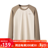 探路者(TOREAD)棉长袖T恤 24春款户外男式舒适透气百搭圆领休闲t恤TAJJBM81802 米色 2XL