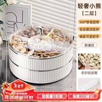 美煮妇干果盘客厅茶几家用瓜子坚果2023水果糖果零食摆放盘轻奢高档 【小熊把手】二层360°旋转