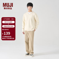 無印良品 MUJI（無印良品 ）男式 羊毛 中针距 V领毛衣 男士毛针织衫冬季款 AA02CC3A 象牙色 XL(180/104A)