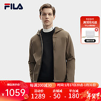 FILA 斐乐男装针织连帽外套2024春基础时尚休闲加绒上衣 焦糖咖-BN 190/108A/XXXL