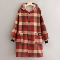 FGHGF正穿加绒加厚保暖库房工作外套上班外穿男女罩衣长袖大人围裙 均码双面毛呢正穿红咖大格