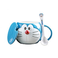 张三 哆啦A梦儿童水杯陶瓷可爱机器猫蓝胖子马克杯带盖