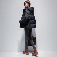 YAYA 鸭鸭羽绒服 冬季抗寒时尚纯色百搭小个子面包服连帽短款90绒保暖羽绒服女