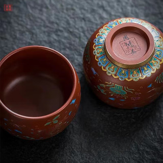 茗山堂周鸿杰手工紫砂西施壶一壶两杯功夫茶具鎏金高档盒小套装 220ml 金银错锦鲤腾跃一壶两杯+高档礼盒