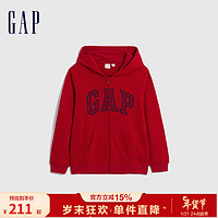 Gap 盖璞 男女童冬2023新款LOGO法式圈织软新年连帽卫衣857492 红色 150cm(L)亚洲尺码