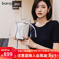 bampo 半坡饰族 真皮水桶包莲芯新款原创气质圆筒手提单肩生日礼物包包女包斜挎包 白色110