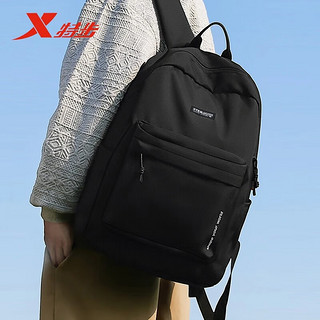XTEP 特步 书包男大容量双肩包女初中高中大背包男电脑包户外运动旅行包 黑色 均码