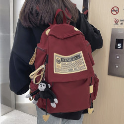 菲派 袋鼠书包女双肩包男初高中大学生背包大容量耐磨15.6吋笔记本电脑包 红色【带