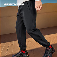 SKECHERS 斯凯奇 秋冬针织加绒运动休闲针织束脚长裤子男款L124M029 碳黑/0018 L