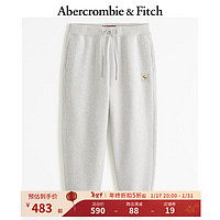 ABERCROMBIE & FITCH【龙年系列】男装 美式小麋鹿抓绒新年束脚运动卫裤 355455-1 浅麻灰色 S (175/76A)