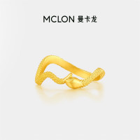 MCLON 曼卡龙 女士转运小灵蛇古法纹理足金戒指  2.49g