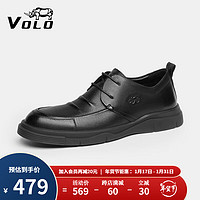 VOLO 犀牛（VOLO）男鞋商务休闲鞋男士皮鞋正装舒适鞋子男 黑色 286205892D 40