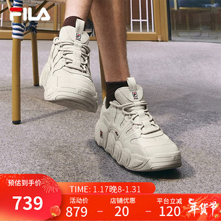 FILA 斐乐 可颂面包鞋运动鞋男2023冬休闲鞋老爹鞋 燕麦色-OM 41