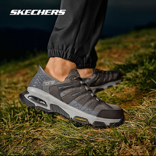 斯凯奇Skechers男鞋闪穿气垫缓震户外越野徒步跑步运动鞋237322 灰色/黑色/GYBR 43