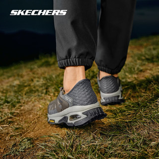 斯凯奇Skechers男鞋闪穿气垫缓震户外越野徒步跑步运动鞋237322 灰色/黑色/GYBR 43