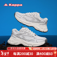 Kappa 卡帕 男鞋老爹鞋男2024春季鞋子男百搭休闲运动鞋轻便软底跑鞋 经典白/鲨鱼灰 41