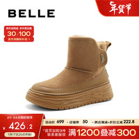 BeLLE 百丽 保暖舒适雪地靴女23冬季潮流时尚短筒靴B1770DD3 棕色 38