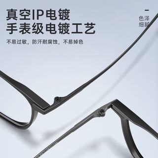 万新镜片防蓝光近视眼镜镜框 铝镁钛架银灰色 万新高清1.59