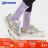 FILA 斐乐 FUSION斐乐潮牌女鞋KICK DX专业滑板鞋2024春时尚运动鞋 浅卡其/初雪白-LP 37.5
