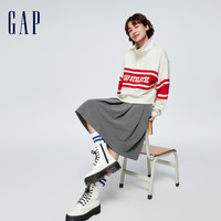 Gap 盖璞 女装春季2024LOGO撞色半拉链套头卫衣405064宽松运动上衣 白红撞色 160/80A(S) 亚洲尺码