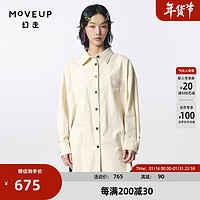 MOVEUP 幻走 纯棉绣花设计师中长款衬衫女 米白 XS