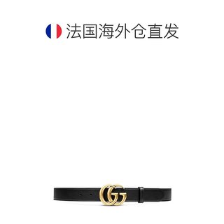 【99新未使用】欧洲GUCCI/古驰经典款黑色皮革双G扣腰带3CM‎