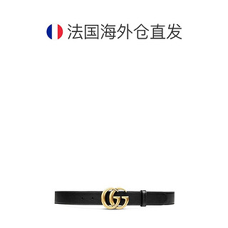 【99新未使用】欧洲GUCCI/古驰经典款黑色皮革双G扣腰带3CM‎