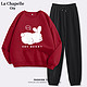 La Chapelle City 拉夏贝尔 女士新年红色卫衣卫裤套装