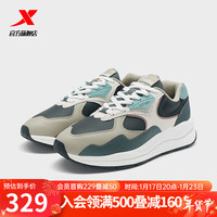 XTEP特步光年休闲鞋男运动复古老爹鞋976119320053 煤黑/影青灰/白沙灰 39