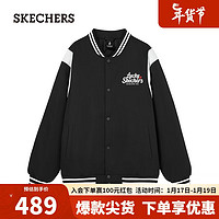 斯凯奇（Skechers）秦霄贤同款舒适版型裥棉外套L124U054 碳黑/0018 M