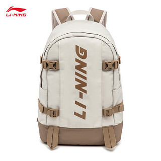 LI-NING 李宁 运动生活系列双肩包书包ABSU125 燕麦灰/可卡棕色-2