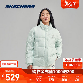 斯凯奇（Skechers）冬季保暖羽绒服小个子短款百搭气质舒适防风女款梭织羽绒外套 天灰青/03PB M