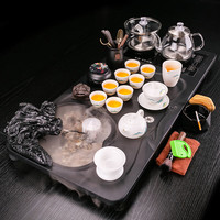 龙寅办公室家用实木茶盘全自动一体流水雾化茶台功夫茶具套装 黑耀龙腾四海/千里江山