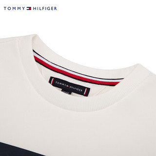 TOMMY HILFIGER童装男简约条纹字母印花圆领套头卫衣TH2332009 米白色003 4/110cm